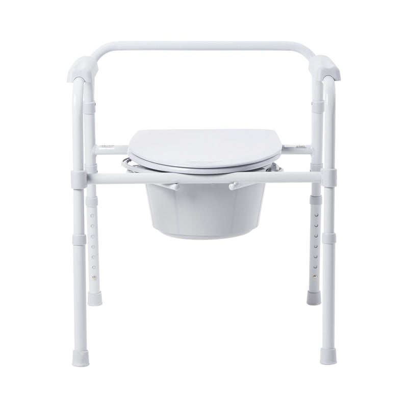McKesson Folding Fixed Arm Steel Commode Chair, 16-2/3 – 22½ Inch Height (Case of 4)