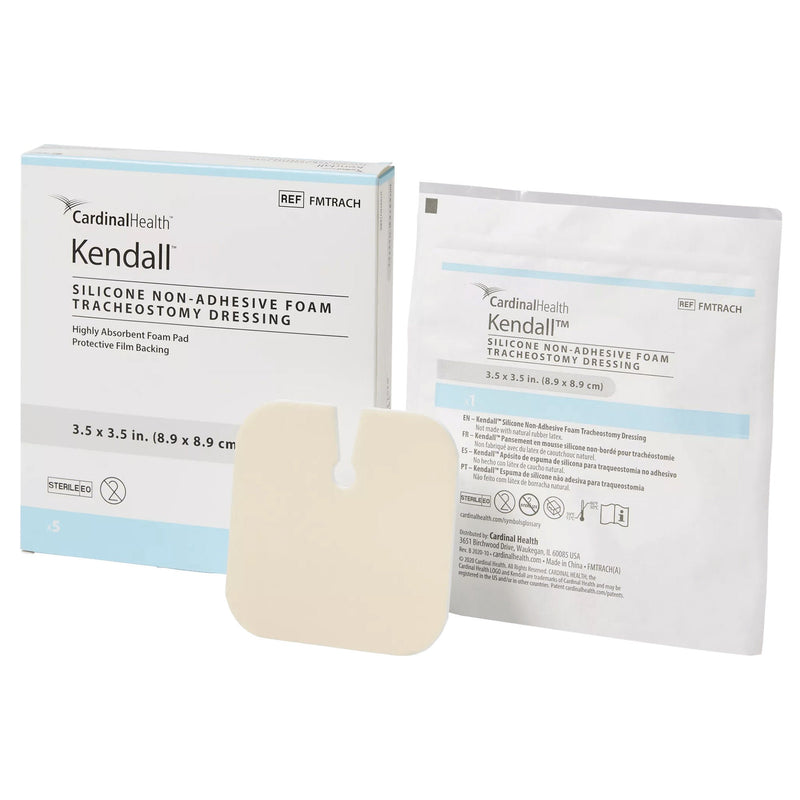 Foam Dressing Cardinal Health Tracheostomy 3-1/2 X 3-1/2 Inch Without Border Film Backing Nonadhesive Tracheostomy Sterile (Case of 25)