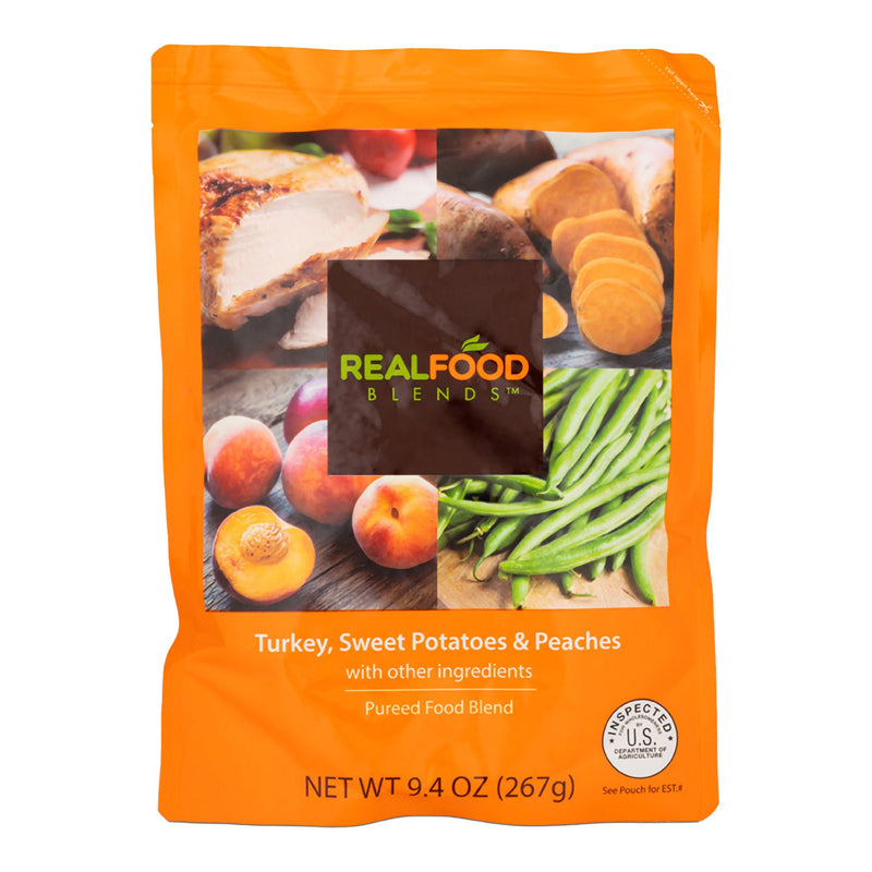 Real Food Blends Turkey, Sweet Potatoes & Peaches Puree Blend for Tube Feeding (Case of 12)