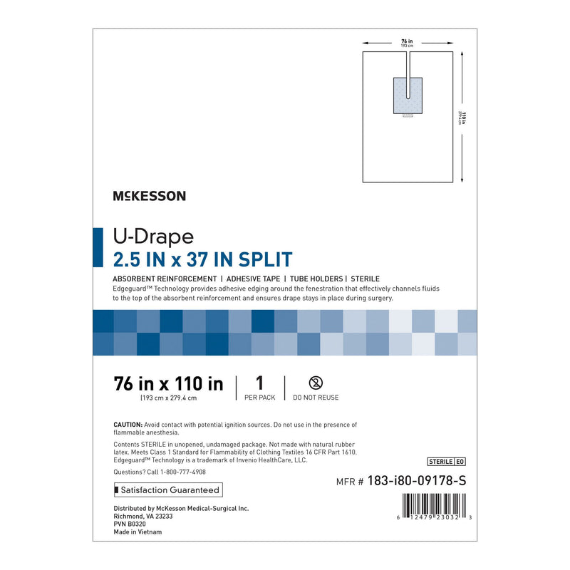 McKesson Sterile U-Drape with Split, 76 x 110 Inch (Case of 24)