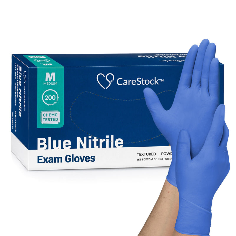 CareStock Nitrile Exam Glove, Medium, Blue (Case of 2000)