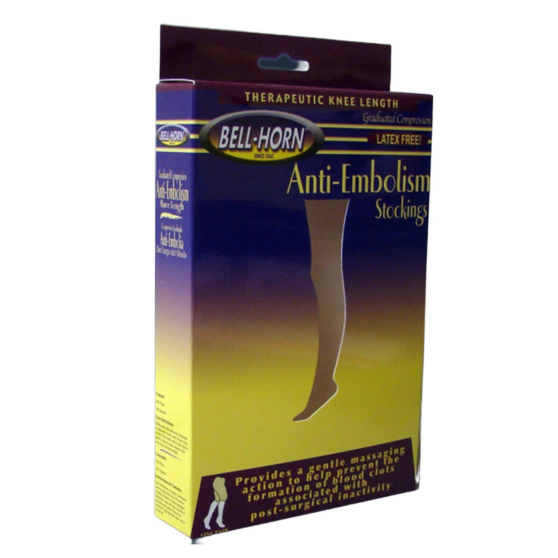 Bell-Horn Knee Length Anti-Embolism Stockings, 2X-Large/Regular, Black (Pair)