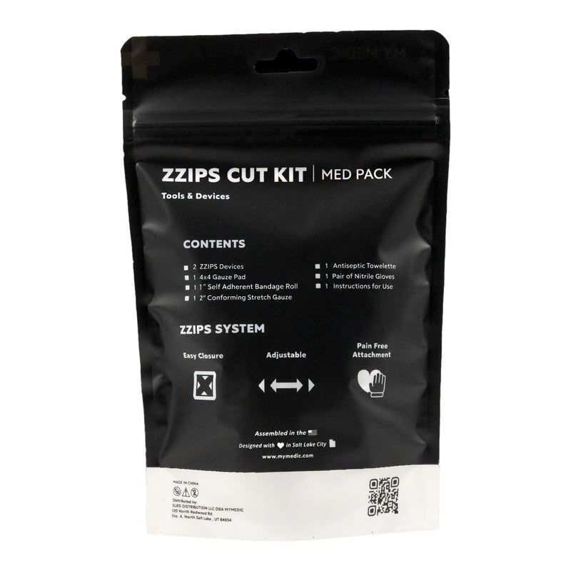 Med Packs Zzips First Aid Kit for Cuts, Lacerations in Portable Pouch 