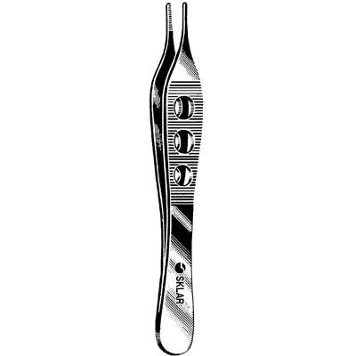 Sklar LiteGrip Adson Dressing Forceps - 4-3/4", Straight, Serrated, with Fenestrated Handle - 50-3148