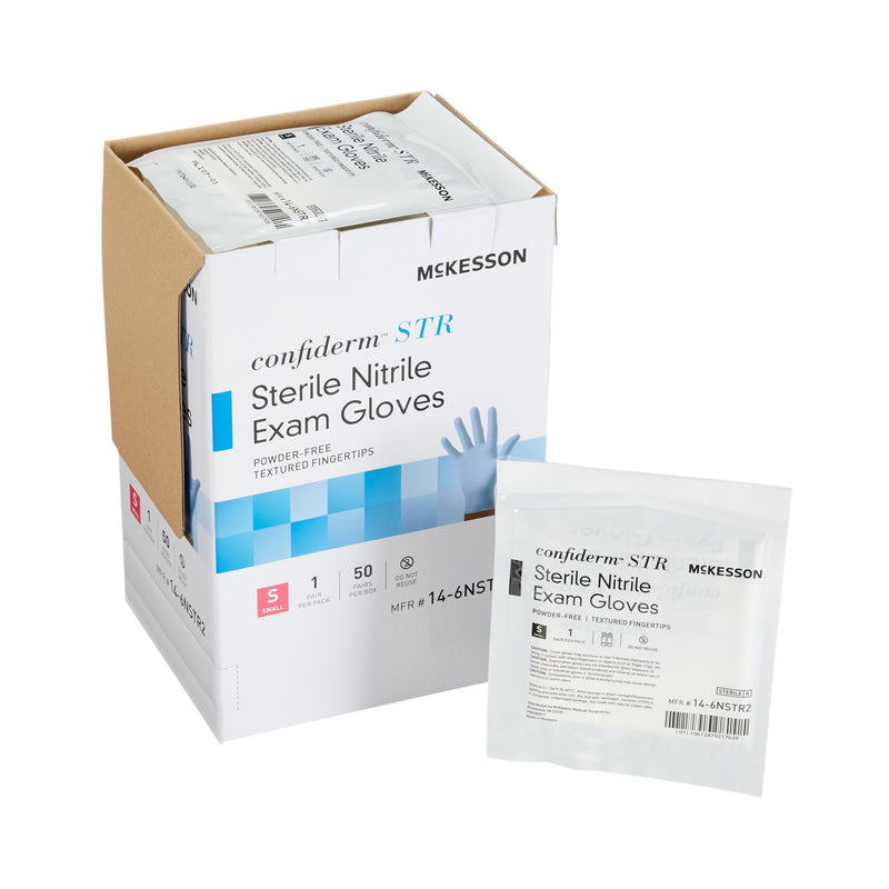 McKesson Confiderm STR Nitrile Exam Glove, Small, Blue (Case of 4 Boxes)