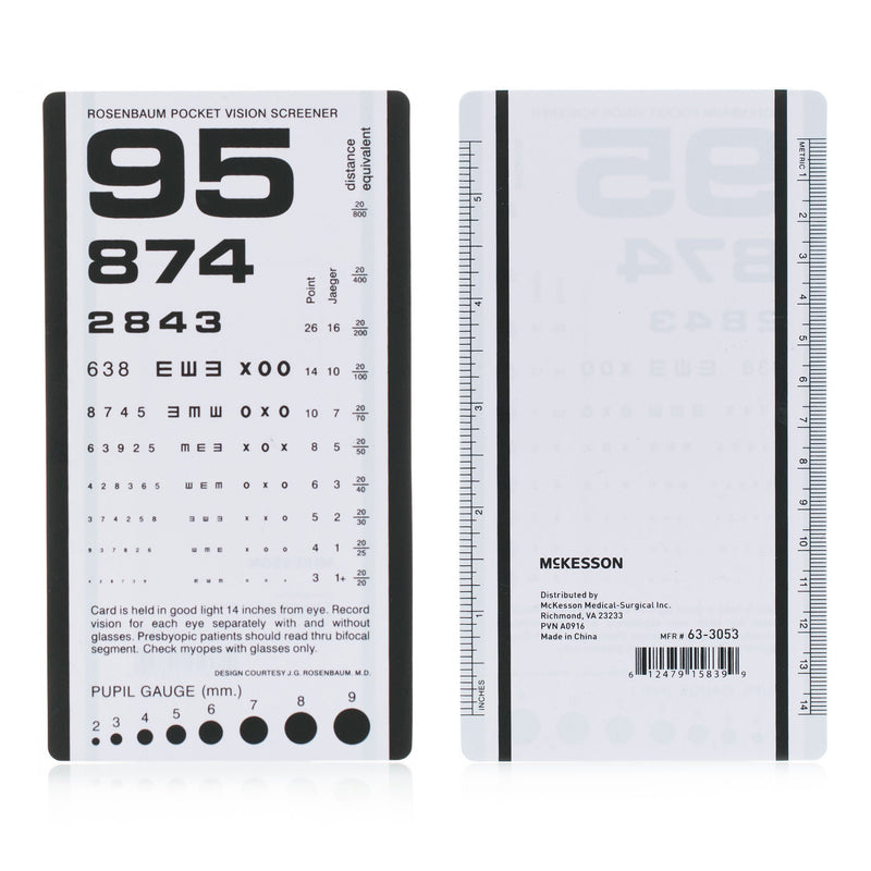 McKesson Eye Test Chart, 3-1/2 x 6-1/2 Inch (Bag of 5)