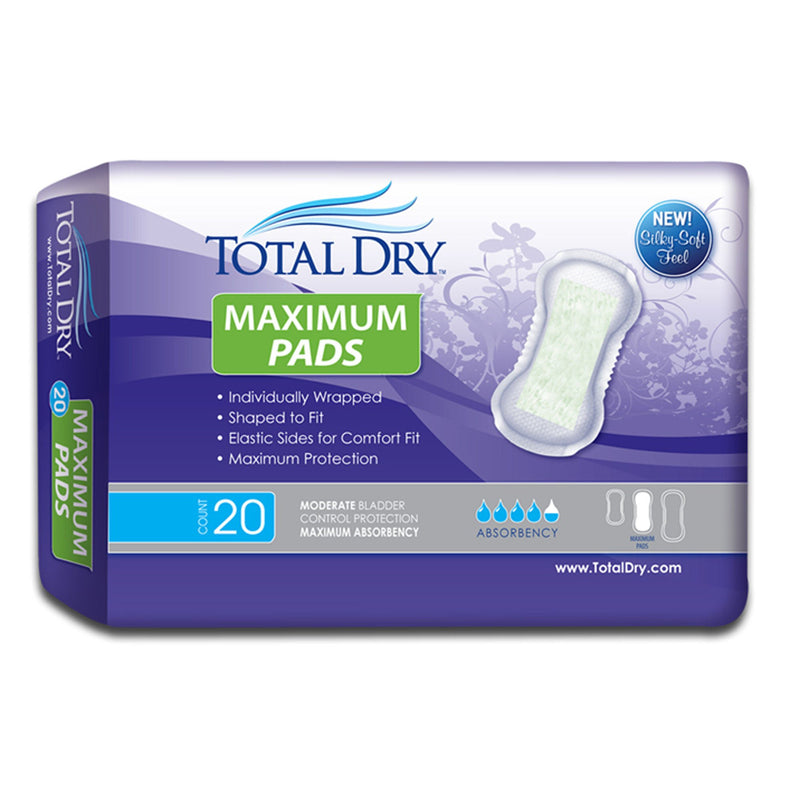 TotalDry Maximum Pads, Moderate Absorbency (Case of 180)
