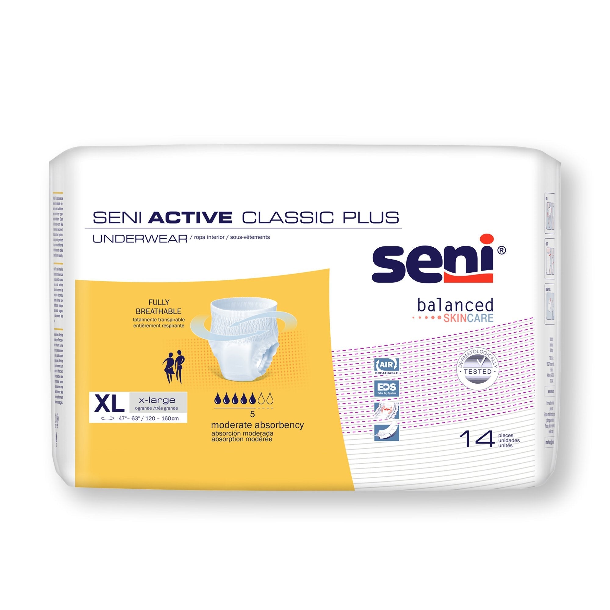 TZMO USA Inc Seni Active Classic Plus Moderate Absorbent Underwear, Extra Large (56/CS) 