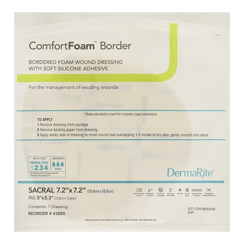 Sion Brands LLC ComfortFoam Border Foam Wound Dressing w/ Adhesive, Sacral 18.4 x 18.4 cm (5/BX) 
