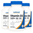 Dietary Supplement nutricost Vitamin D3 10,000 IU Strength Softgel 240 Per Bottle (12/CS)