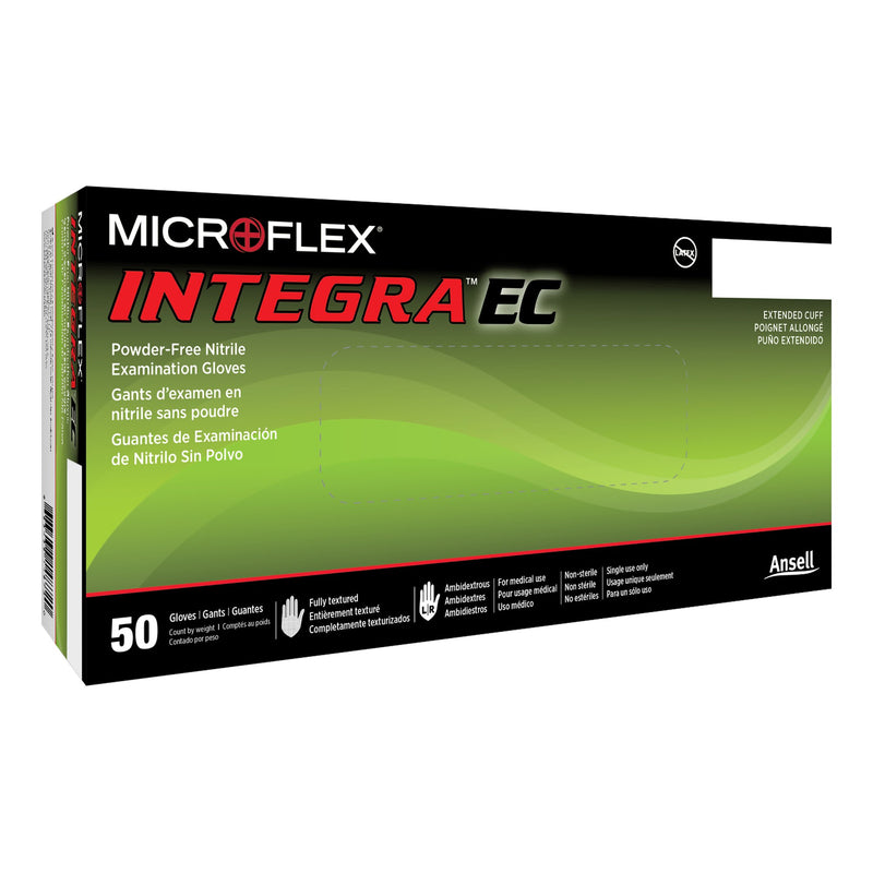 Integra EC Nitrile Extended Cuff Length Exam Glove, Medium, Blue (Case of 500)