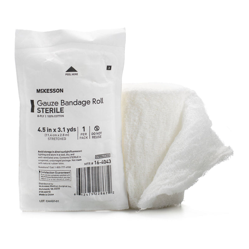 McKesson Sterile Fluff Bandage Roll, 4-1/2 Inch x 3-1/10 Yard, Eight-Ply (Case of 100)
