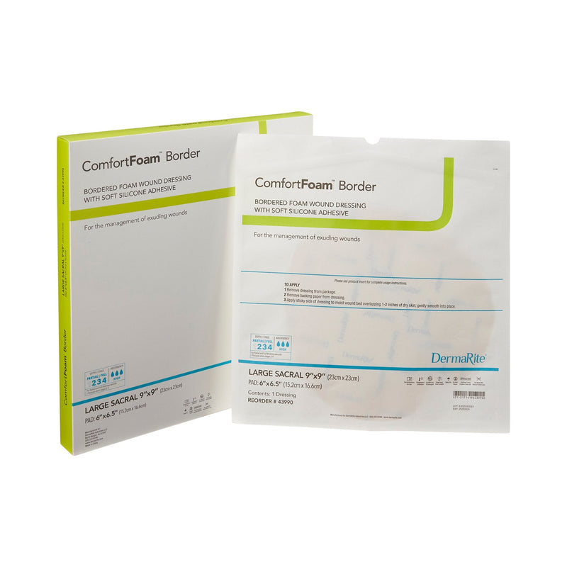 Sion Brands LLC ComfortFoam Bordered Foam Wound Dressing w/ Soft Silicone Adhesive, 9 x 9 Inch (5/BX) 