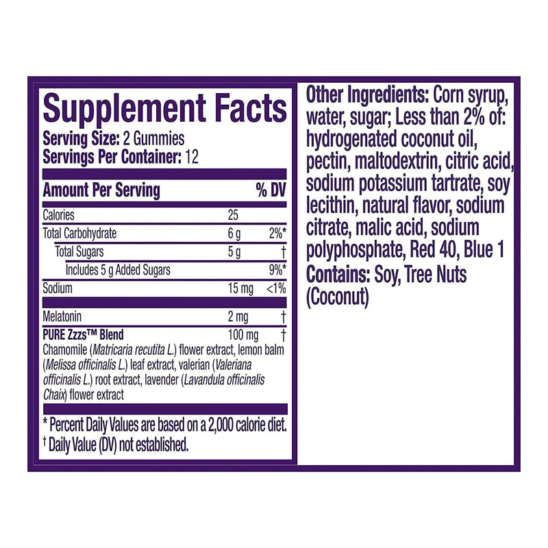 ZzzQuil Pure Zzzs Melatonin + Chamomile & Lavender Gummies, Wildberry Vanilla 