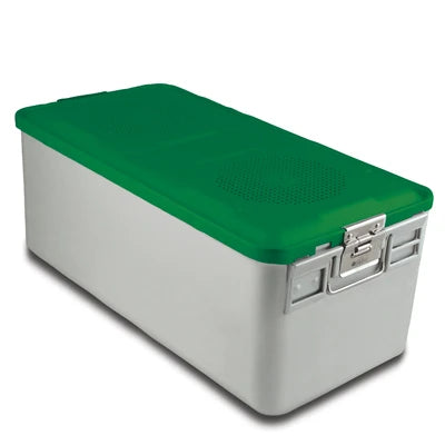 SklarLite Sterilization Container - Full-Size, Standard Lid, Perforated Bottom, 23" x 11" x 10", Green - 10-4212 