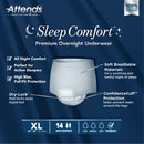 Attends Sleep Comfort Premium Overnight Underwear, Extra Large, 58 – 68 Inches (Case of 56)