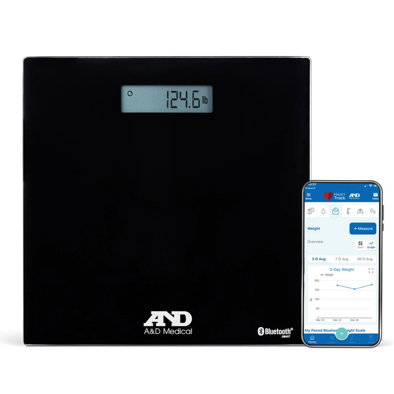 Floor Scale A&D Medical Digital Display 200 kg Capacity Chrome Battery Operated