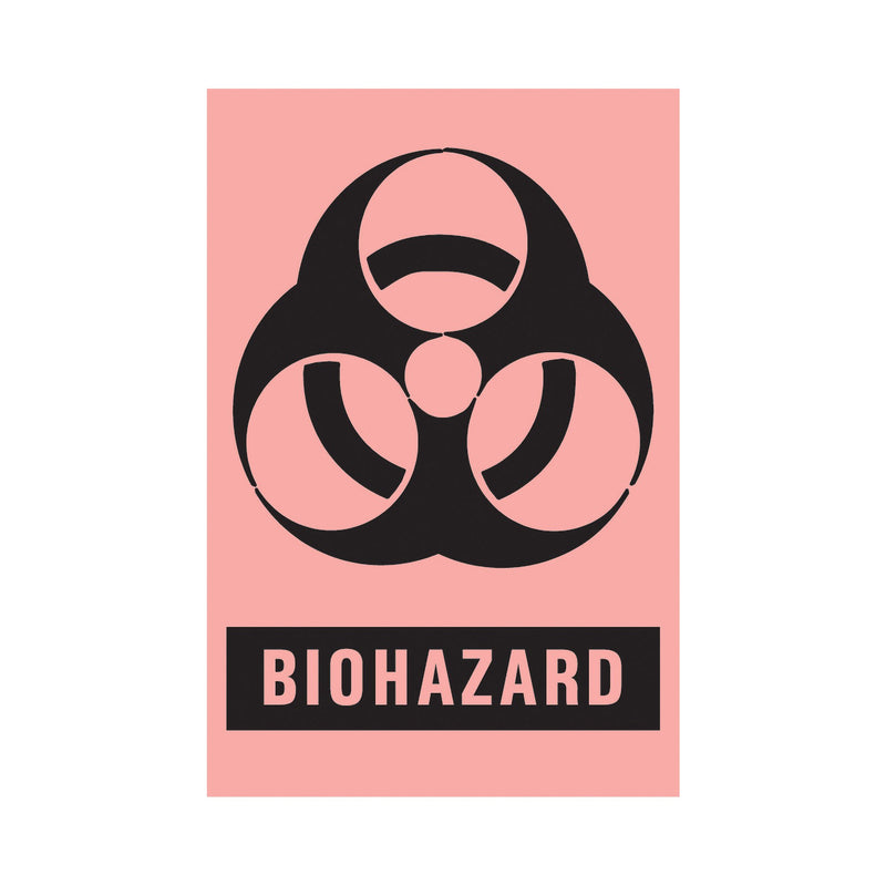 Timemed Pre-Printed Label, Biohazard, 2 x 3 Inch (Roll of 500)