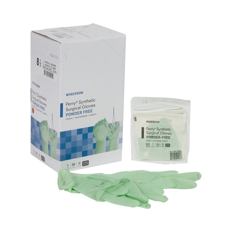 McKesson Perry Performance Plus Polyisoprene Surgical Glove, Size 8.5, Green (Case of 4 Boxes)