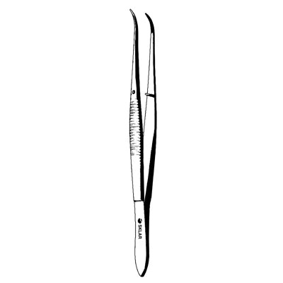 Sklar Dressing Forceps - 5", Curved, Serrated, Narrow - 22-4050