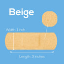 Tru-Colour Skin Tone Shade Fabric Bandage Adhesive Strips – Beige, 1 x 3 Inch (Case of 12) 