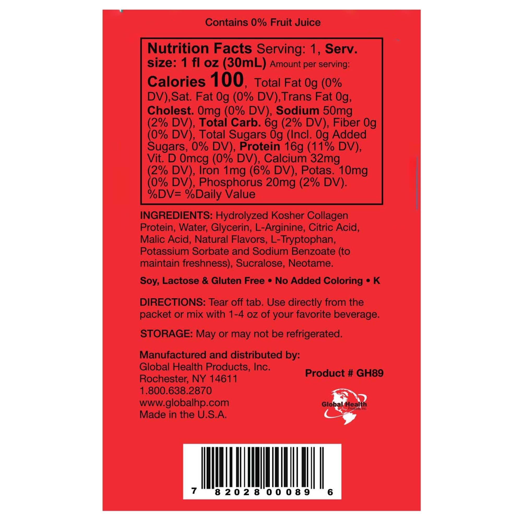 Global Health Products LiquaCel Apple Concentrated Liquid Protein, Sugar Free, 1-ounce Packets (100/CS) 