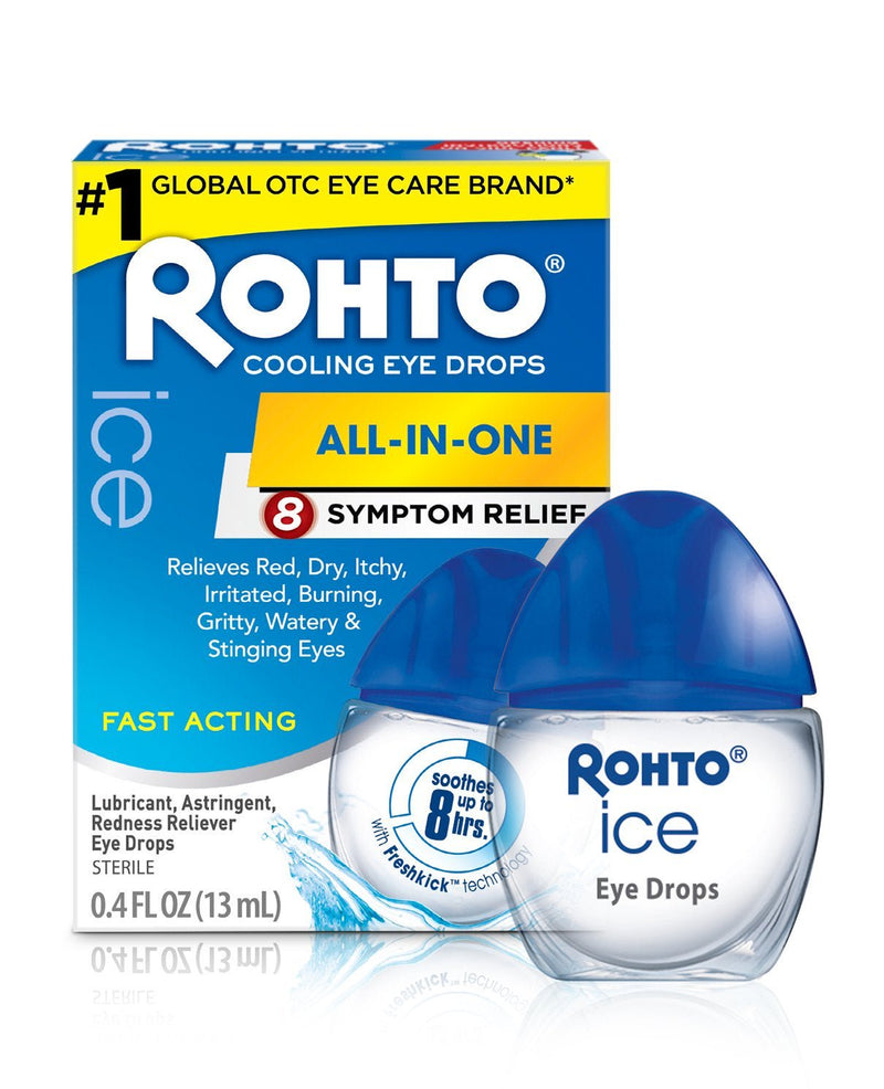 Rohto Cooling Eye Drops All-In-One, 0.4-ounce Dropper Bottle (Each)