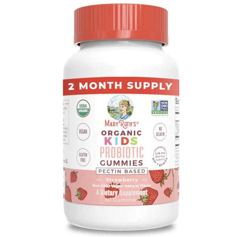 Mary Ruth's Organic Kids Probiotic Gummies, Strawberry Flavor (Case of 6)