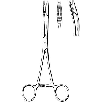 Sklar Maier Uterine Dressing Forceps - 8", Curved, with Ratchet - 90-8082 