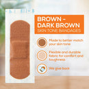 Tru-Colour Skin Tone Shade Fabric Bandage Adhesive Strips – Brown, 1 x 3 Inch (12/CS) 