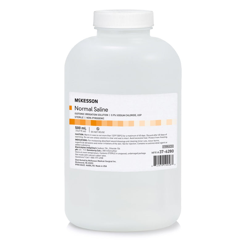 McKesson 0.9% Sodium Chloride Saline Irrigation Solution, 500 mL Bottle (Case of 18)
