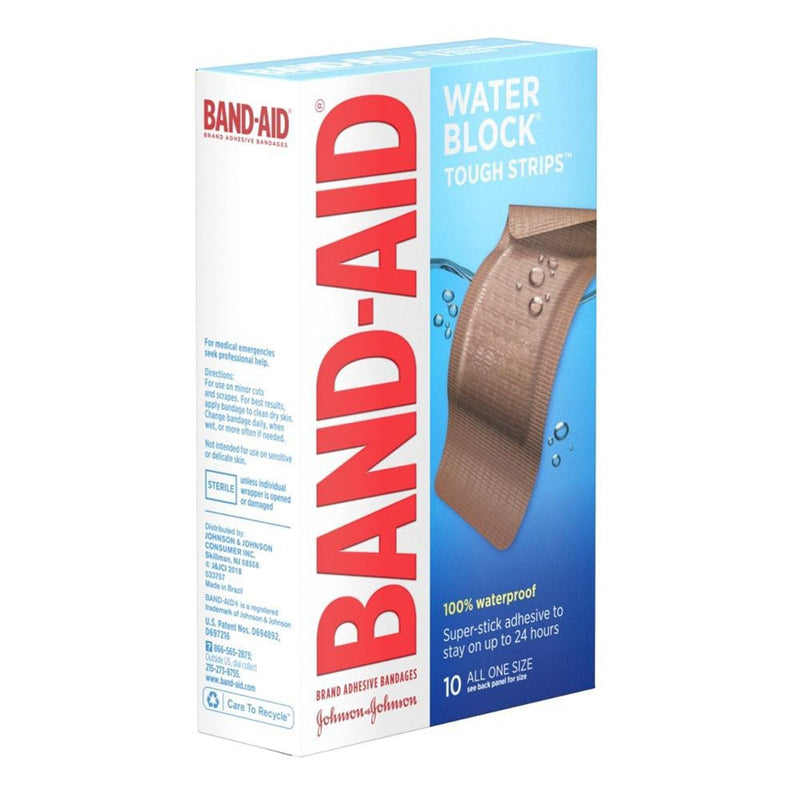 J & J Sales Band-Aid Water Block Tough Strips Adhesive Bandages, 1.75 x 4 Inch (10/BX) 