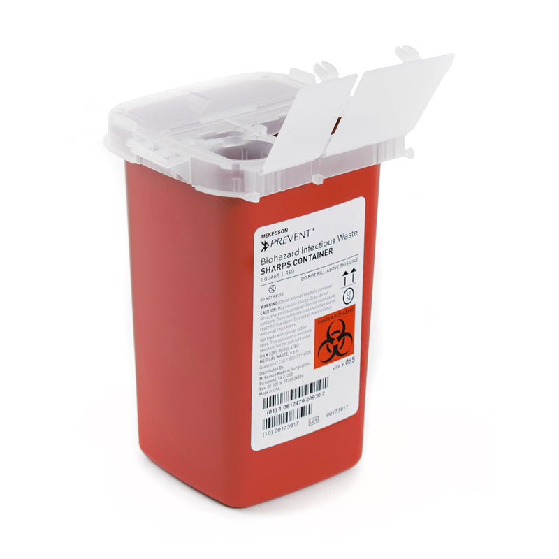 McKesson Prevent Sharps Container, 1 Quart, 6-1/4 x 4-1/4 x 4-1/4 Inch (Case of 80) 