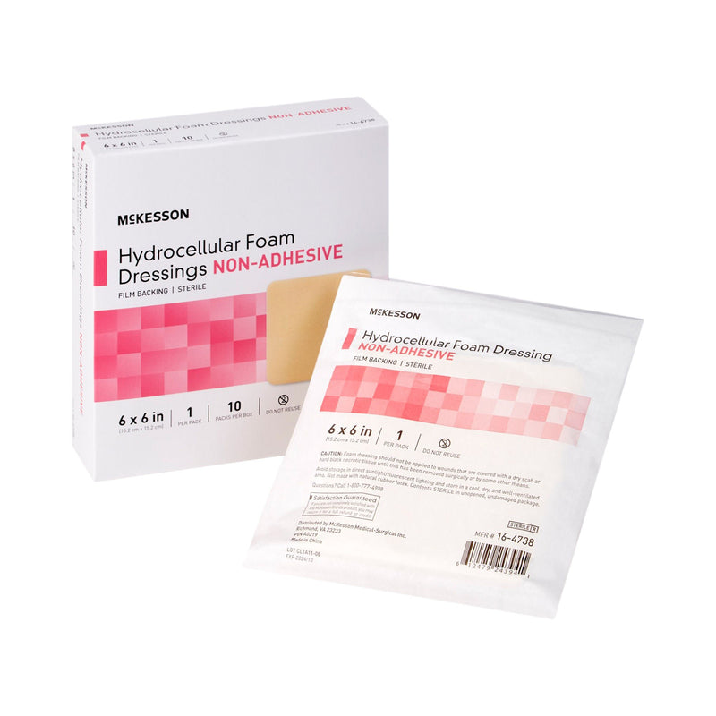 McKesson Nonadhesive without Border Foam Dressing, 6 x 6 Inch (Case of 10 Boxes)