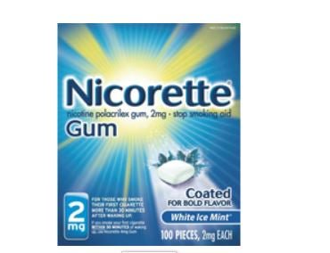 Nicorette Stop Smoking Aid Gum 2 mg White Ice Mint (Box of 100)