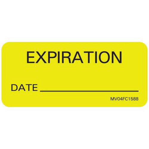 PDC Healthcare Pre-Printed Label MedVision Auxiliary Label Yellow Paper Expiration Black Quality Control Label 1 X 2-1/4 Inch 