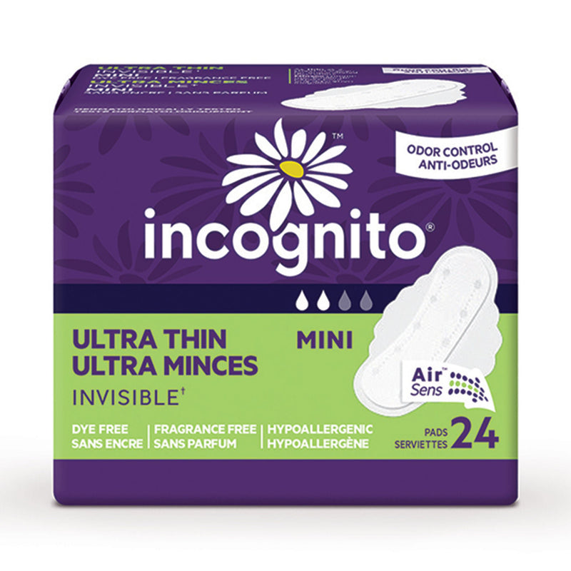 Feminine Pad Incognito Ultra Thin with Wings Light Absorbency (Case of 144)