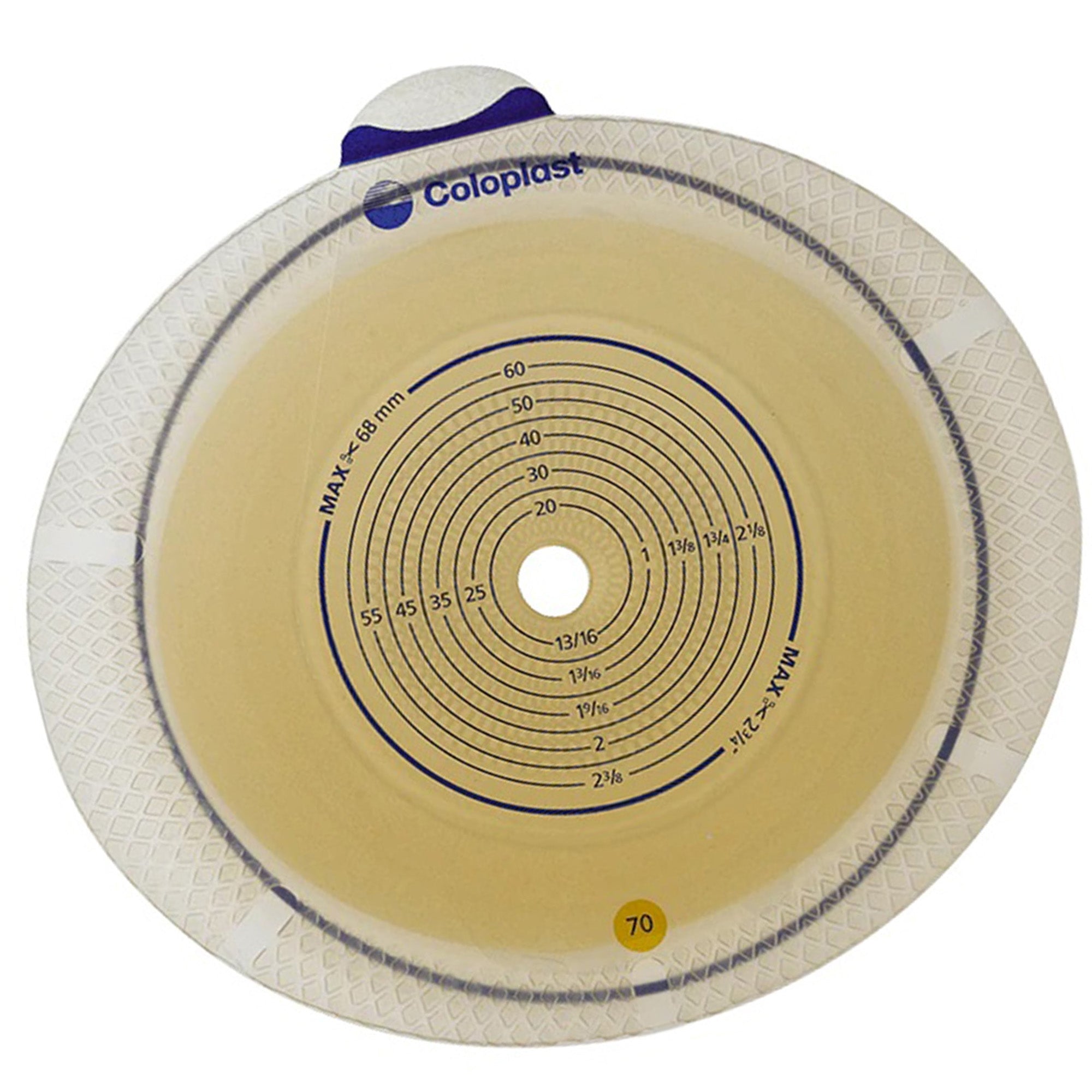 Coloplast SenSura Flex Flat Ostomy Barrier, Trim to fit 10 – 68 mm Stoma Opening, Yellow (10/BX) 