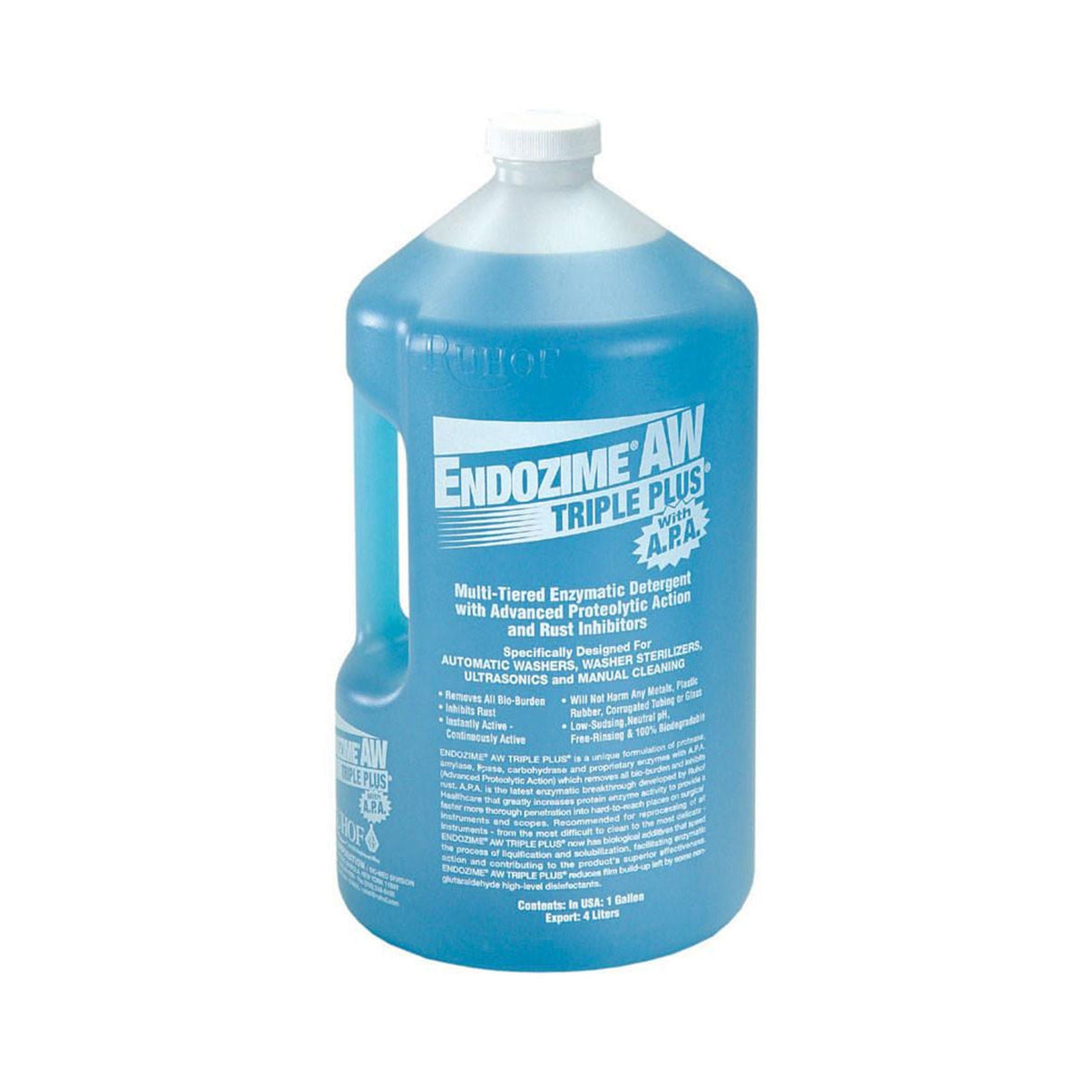 Endozime AW Plus Multi-Enzymatic Instrument Detergent, 1-gallon Jug (Case of 4 Gallons)