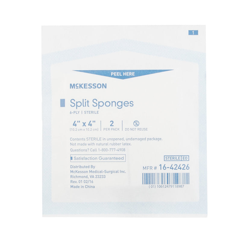 McKesson Brand McKesson IV/Drain Split Dressing, 4 x 4 Inch, 6-Ply (300/CS) 