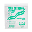 Foam Dressing MPM 4 X 4 Inch With Border Waterproof Backing Adhesive Square Sterile (100/CS) 