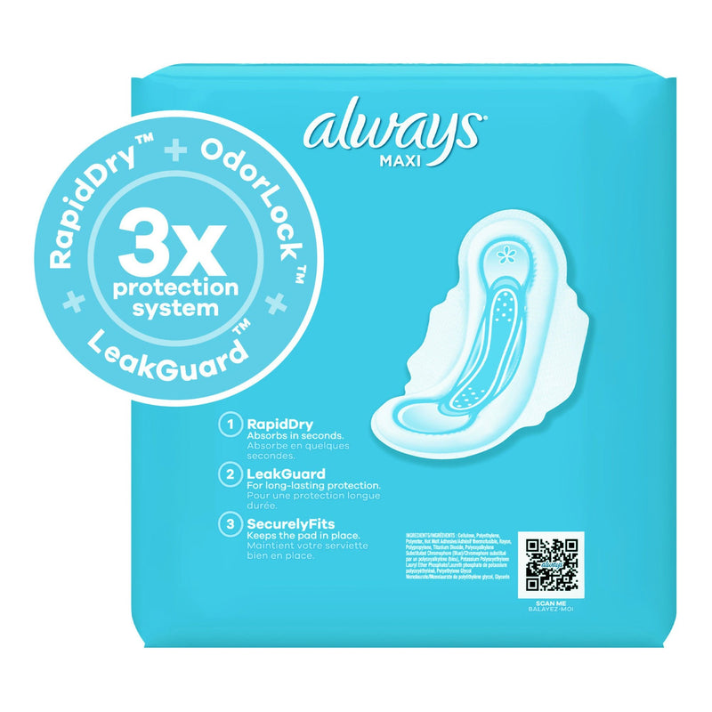 Always MAXI Extra Long Super Pads with Wings, Size 3 (33/PK)