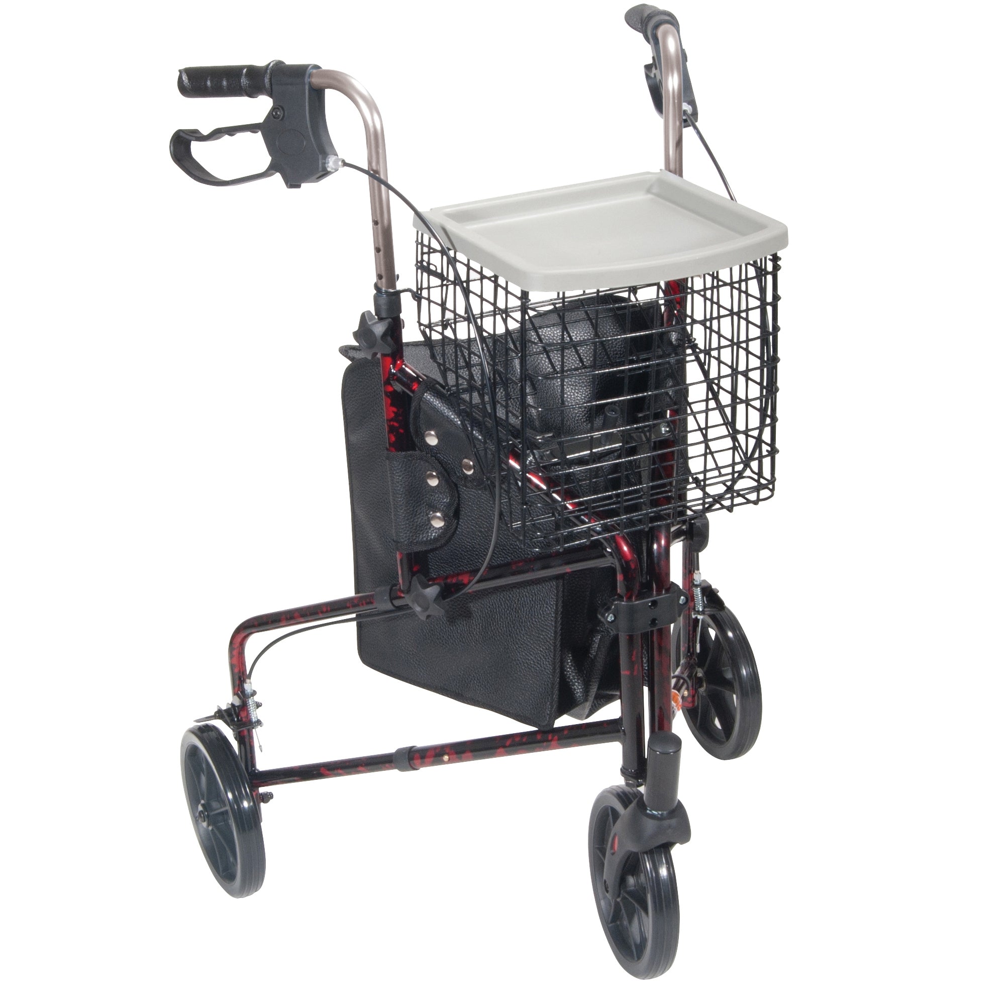 Drive DeVilbiss Healthcare drive Deluxe 3 Wheel Rollator, Red 