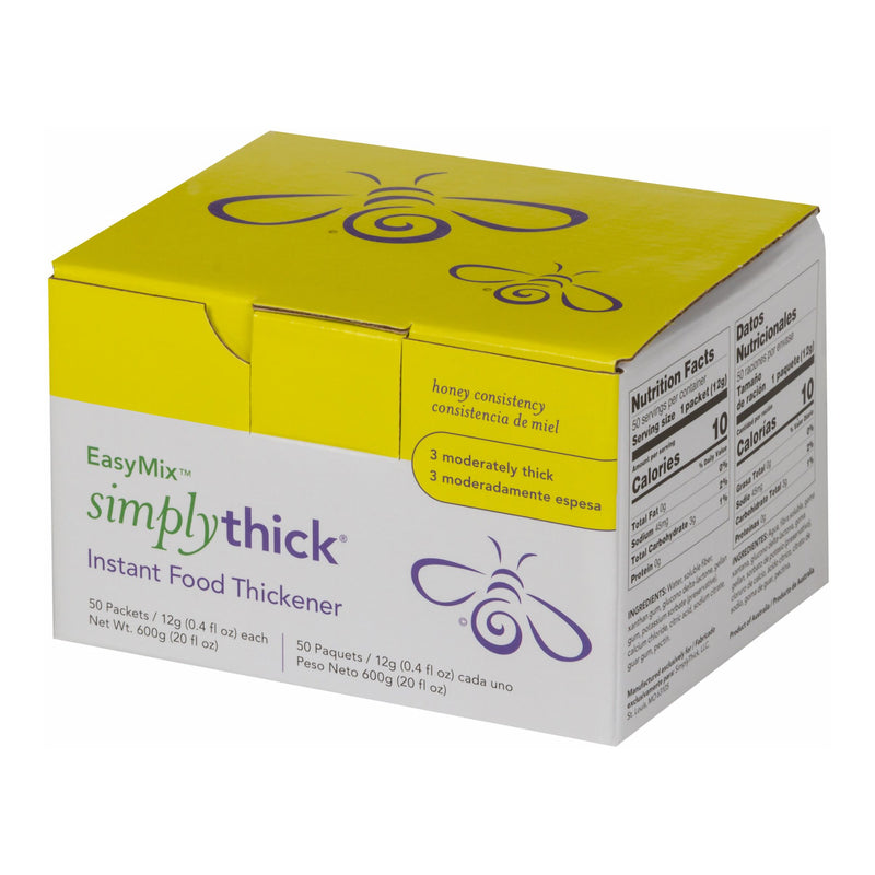 Food and Beverage Thickener SimplyThick Easy Mix 12 Gram Individual Packet Unflavored Powder IDDSI Level 3 Moderately Thick/Liquidized (Box of 50)