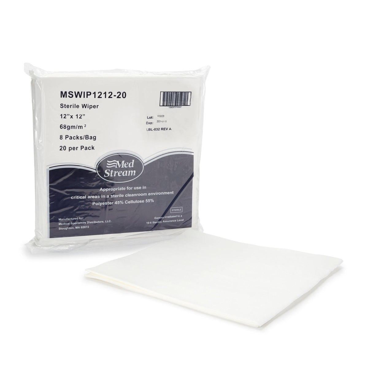 McKesson Cleanroom Wipe ISO Class 5, White, Sterile, Disposable, 12 x 12 Inch (Case of 1280)