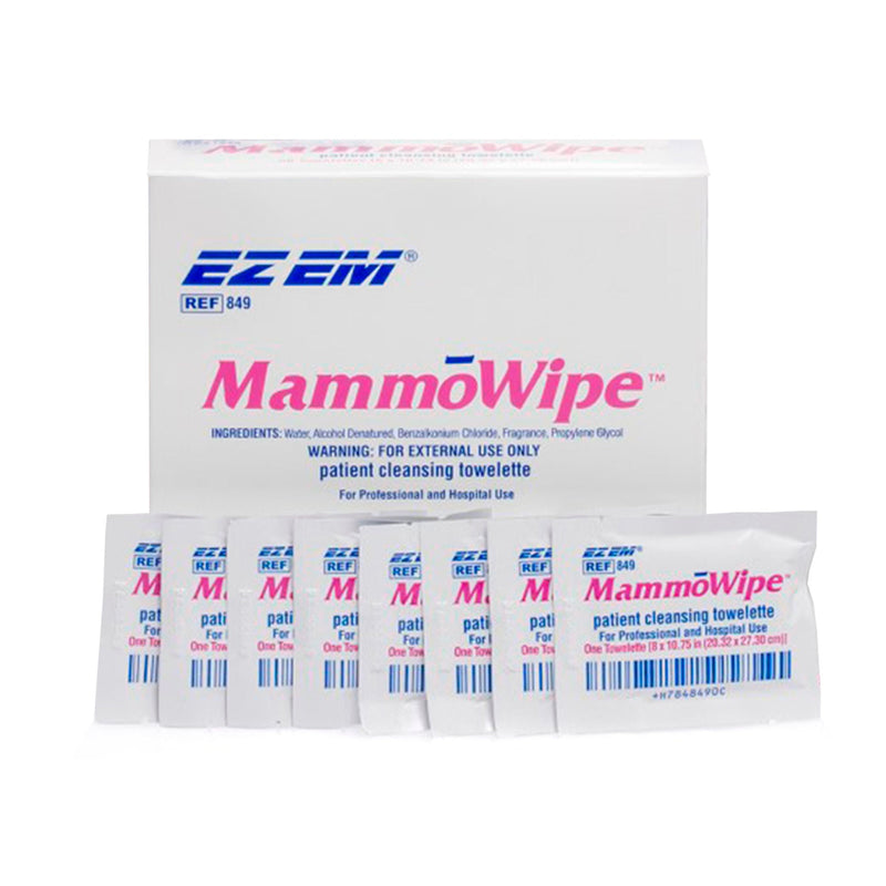 EZ EM Mammography Wipe, Scented, Benzalkonium Chloride, Ethyl Alcohol (Case of 500)