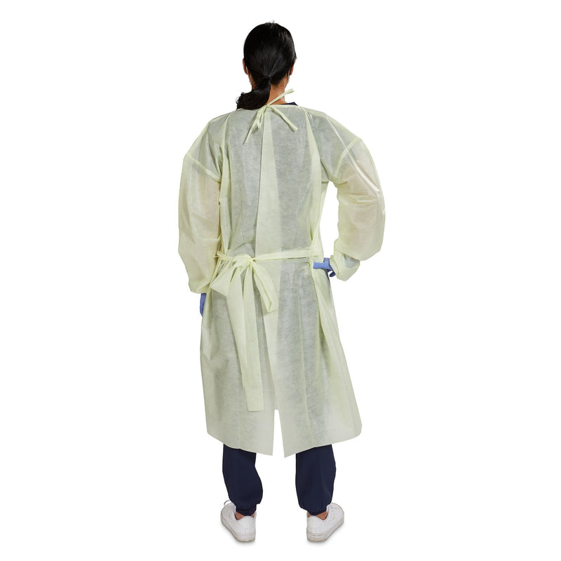 McKesson AAMI Level 2 Isolation Gown, Tie Neck Style, Extra Large, Yellow (100/CS) 