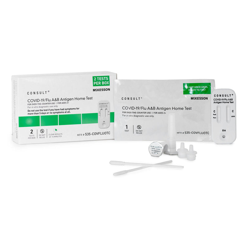 McKesson Consult COVID-19/Flu A & B Antigen Home Test (Case of 300 Boxes)