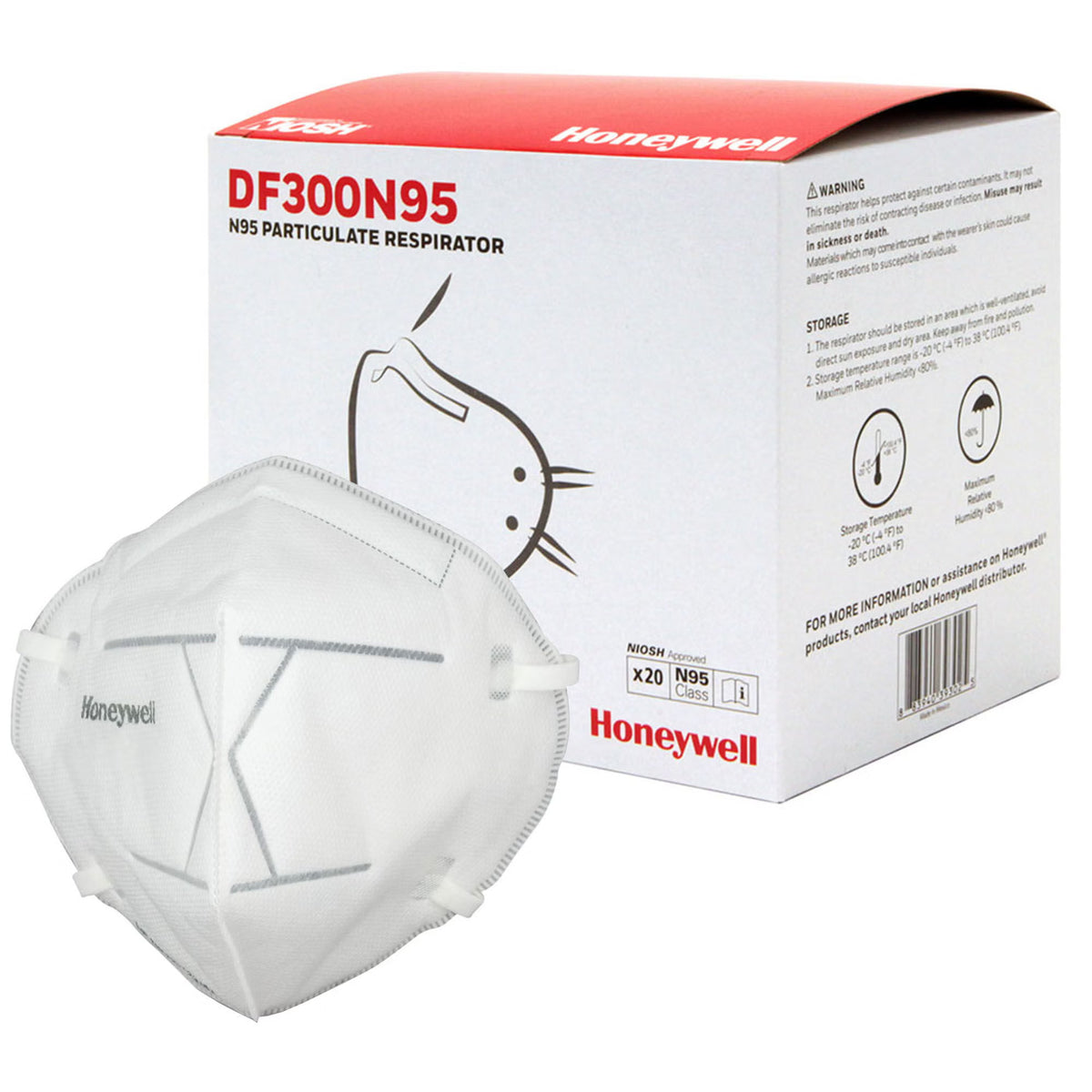 Particulate Respirator Mask Honeywell DF300 Industrial N95 Not Rated Elastic Strap One Size Fits Most (Case of 360)