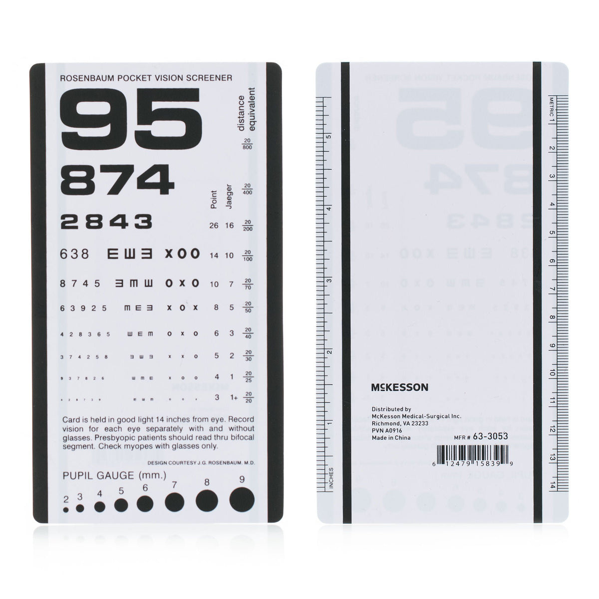 McKesson Eye Test Chart, 3-1/2 x 6-1/2 Inch (Bag of 5)